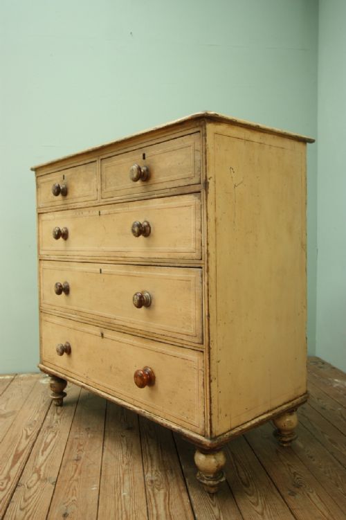 William IV Antique Pine Chest in Original Paint.
