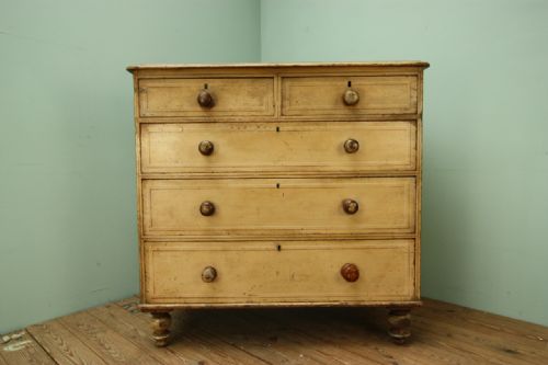 fig 1. William IV Antique Pine Chest in Original Paint.