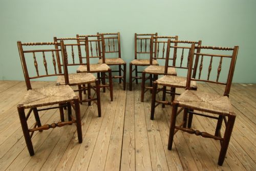 Set of Eight Antique Country Dales Dining Chairs.