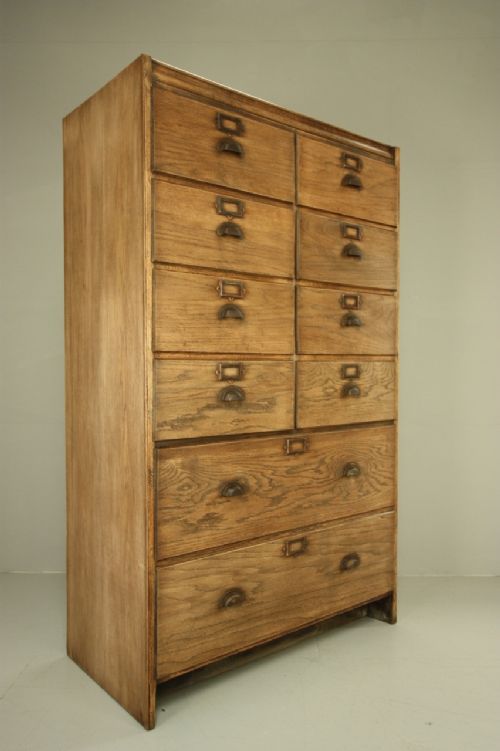 Edwardian Antique Oak Haberdashers Chest.