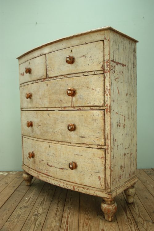 Beautiful English Bow Front Chest in Original Paint.