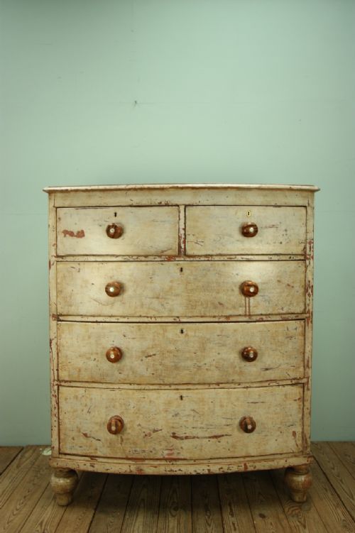 fig 1. Beautiful English Bow Front Chest in Original Paint.