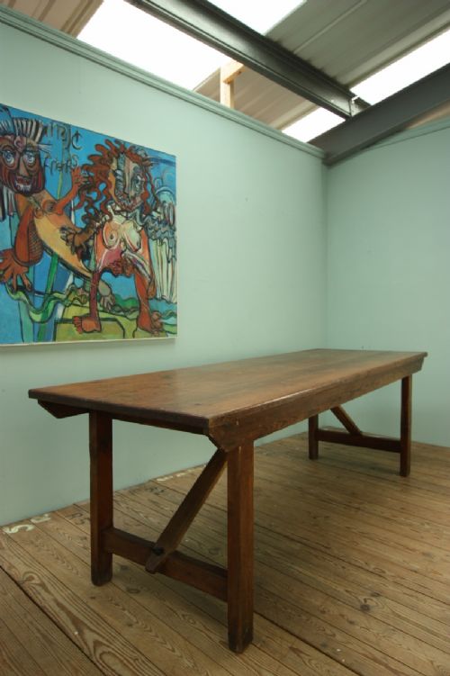 English Antique Folding Pine Dining Table