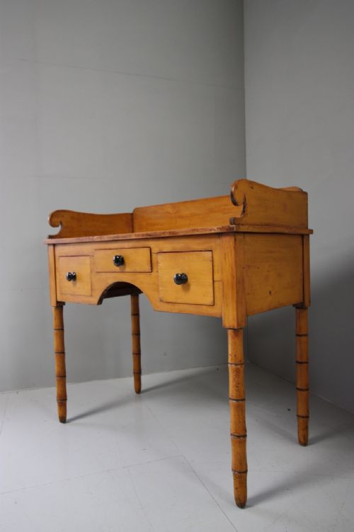fig 1. English Regency Antique Pine Desk in Original Paint.