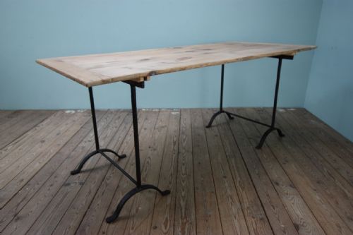 19th Century Antique Iron Trestle Dining Tables