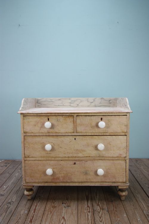 19th Century Antique Painted Pine Chest. All Original.