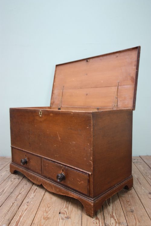English Antique Pine Mule Chest in Original Paint.