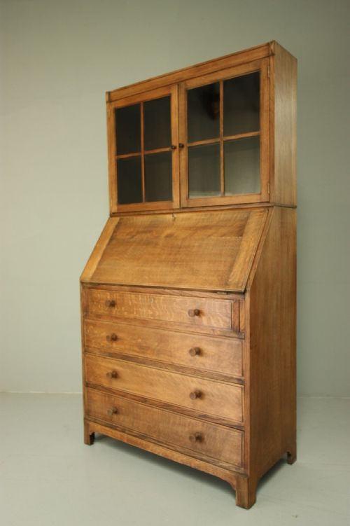 Tall 1920'S Heals Oak Bureau Bookcase