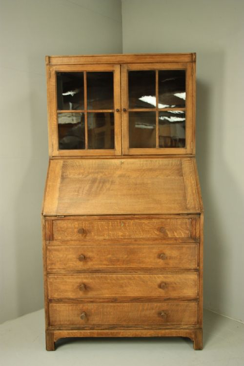 fig 1. Tall 1920's Heals Oak Bureau Bookcase