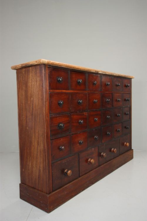 English Antique Mahogany Bank of Drawers.
