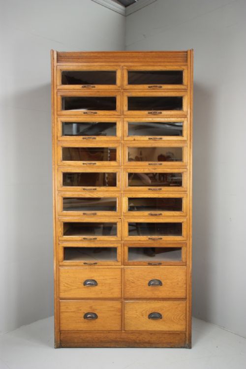 English 1930'S Oak Haberdashery Shirt Cabinet.