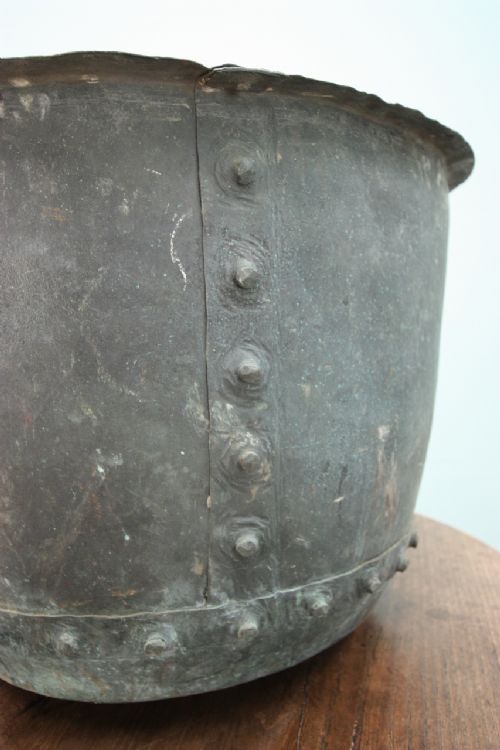 Large 19th Century Antique Verdegris Copper Vessel