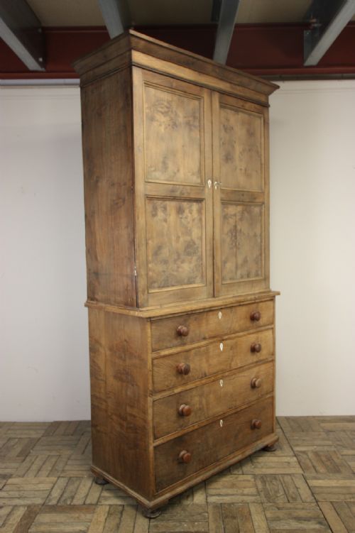 fig 1. Georgian Burr Oak Antique Press Cupboard.