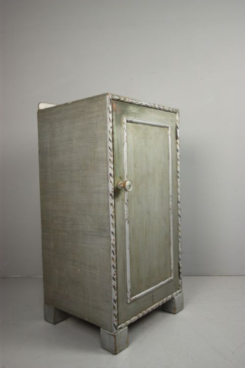 fig 1. 1920's Heals Bedside Cabinet in Original Paint.