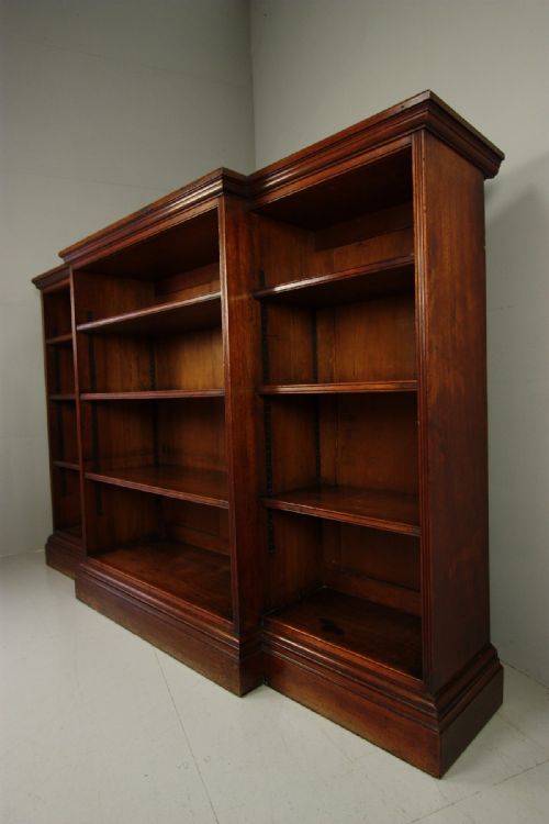 fig 1. Quality Large Antique Walnut Open Bookcase.