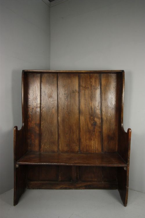 fig 1. 18th Century Antique Yorkshire Dales Elm Settle.