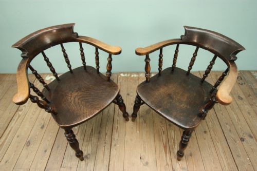 fig 1. Pair of Antique Smokers Bow Armchairs.