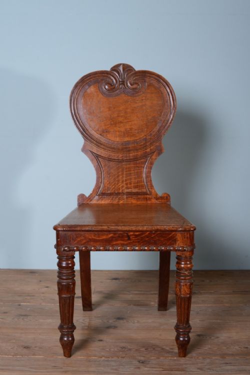 fig 1. Super Pair of Antique Oak William IV Hall Chairs