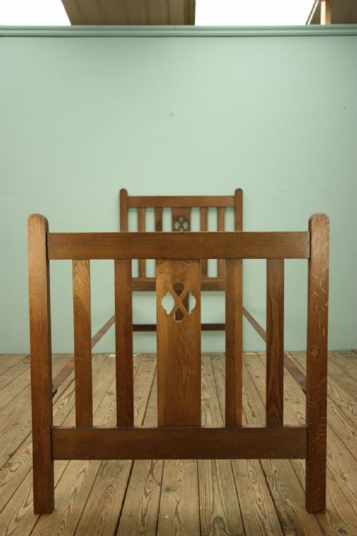 Antique Oak Single Bed by Arthur Simpson of Kendal.