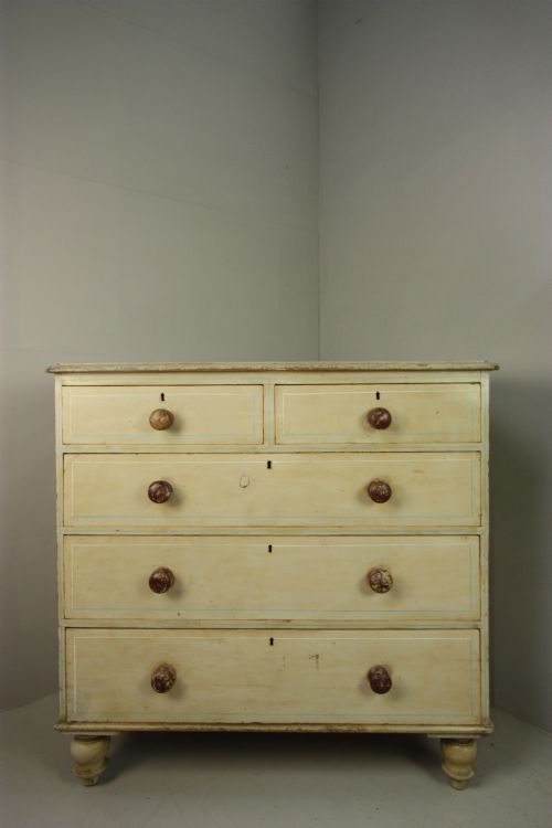 19th Century Antique Painted Pine Chest by Heals & Son, London