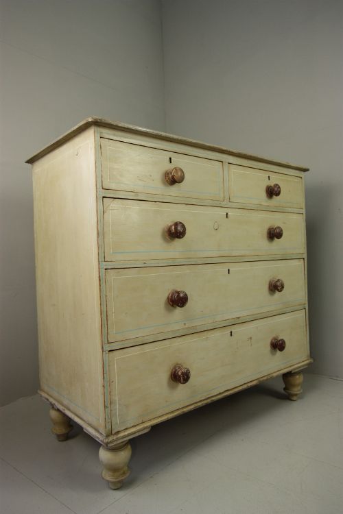 fig 1. 19th Century Antique Painted Pine Chest by Heals & Son, London