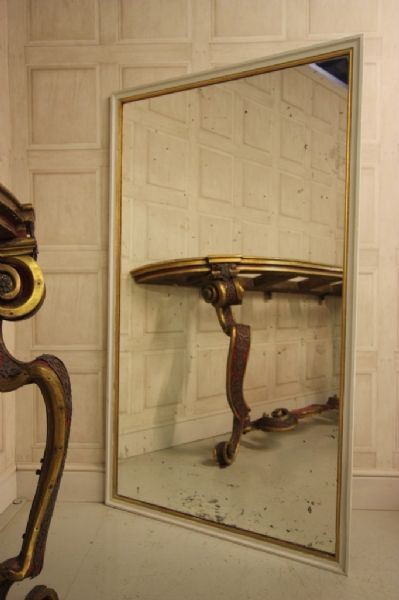 Large White & Gilt 19th Century Antique Mirror.