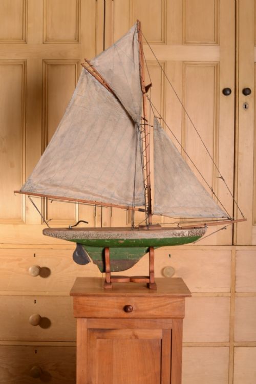 English Antique Fully Rigged Pond Yacht.