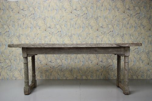 English Antique Oak Side Table in Wonderful Silvered Finish.