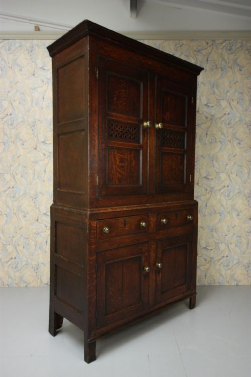 fig 1. Georgian Antique Oak Bread & Cheese Cupboard.