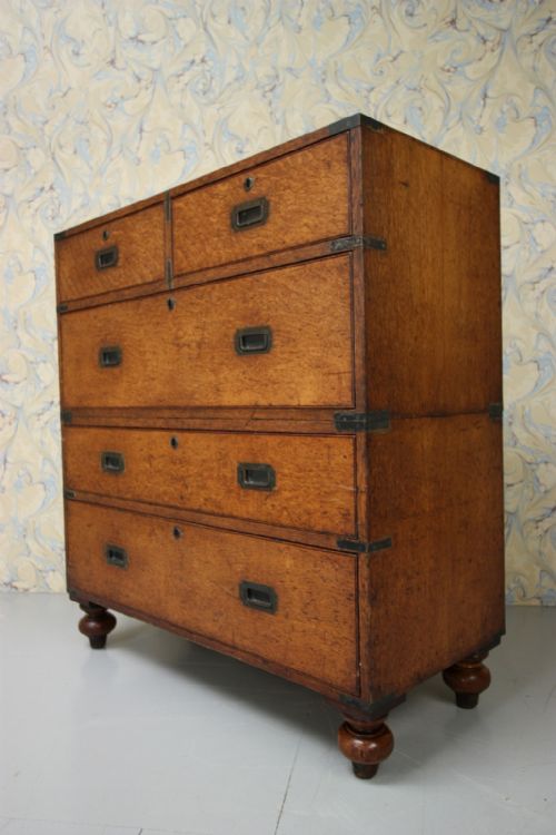 Fabulous English Antique Oak Military Chest of Drawers.