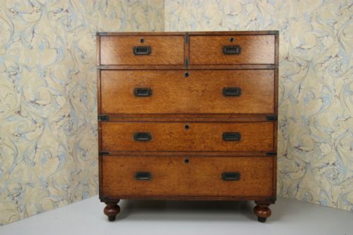 fig 1. Fabulous English Antique Oak Military Chest of Drawers.