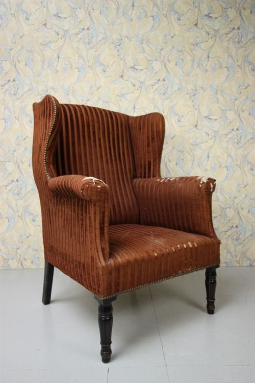19th Century English Antique Wing Armchair.