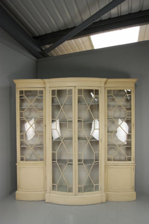 Antique Large Bow Front Astragal Glazed Bookcase.