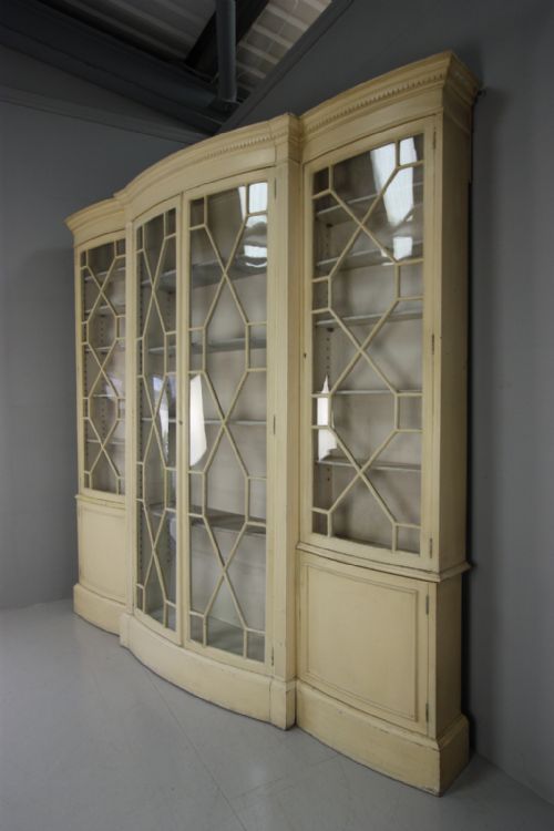 fig 1. Antique Large Bow Front Astragal Glazed Bookcase.