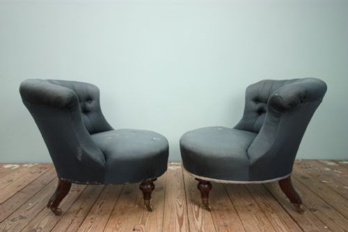 fig 1. Pair of English Antique Upholstered Side Chairs.