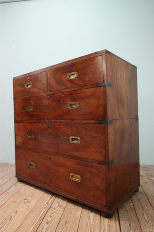 English Mahogany Antique Military Chest of Drawers.