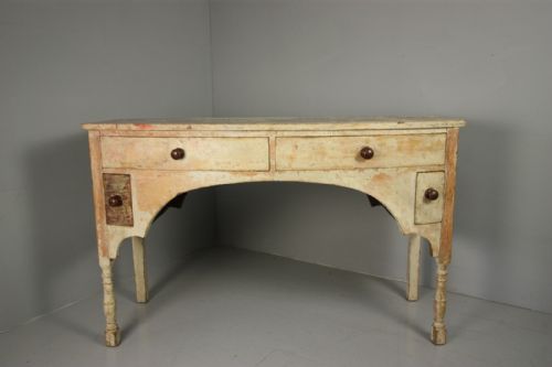 Regency Antique Bow Front Side Table in Period Paint.