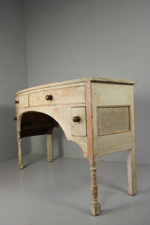 fig 1. Regency Antique Bow Front Side Table in Period Paint.