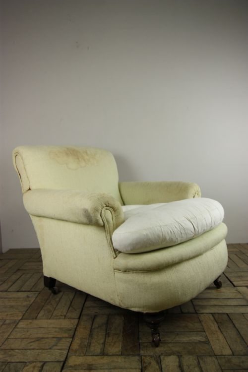 English Deep Seated Antique Armchair.