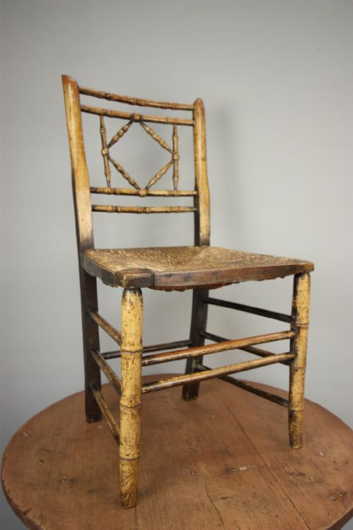 Regency Antique Simulated Bamboo Side Chair.