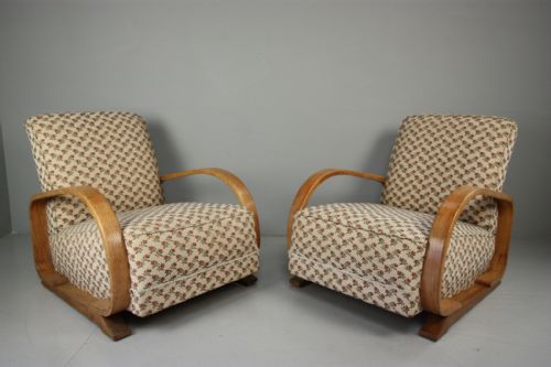 Pair of Heals 1930'S Modernist Oak Armchairs.