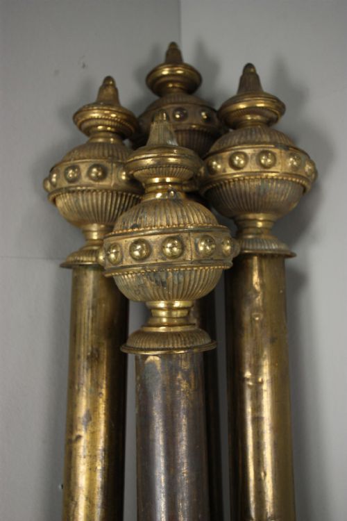 Wonderful Set of 4 Antique Gilt Brass Curtain Poles and Rings.