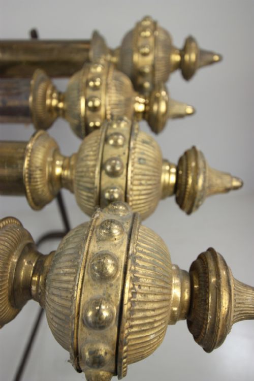fig 1. Wonderful Set of 4 Antique Gilt Brass Curtain Poles and Rings.