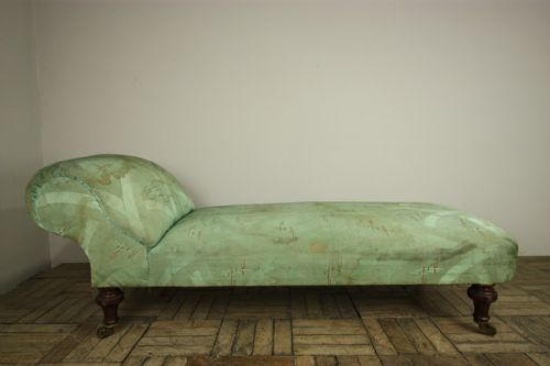 English Antique Walnut & Upholstered Daybed.