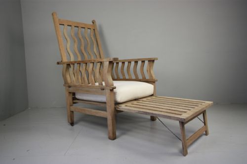 Edwardian Antique Oak Conservatory Armchair.