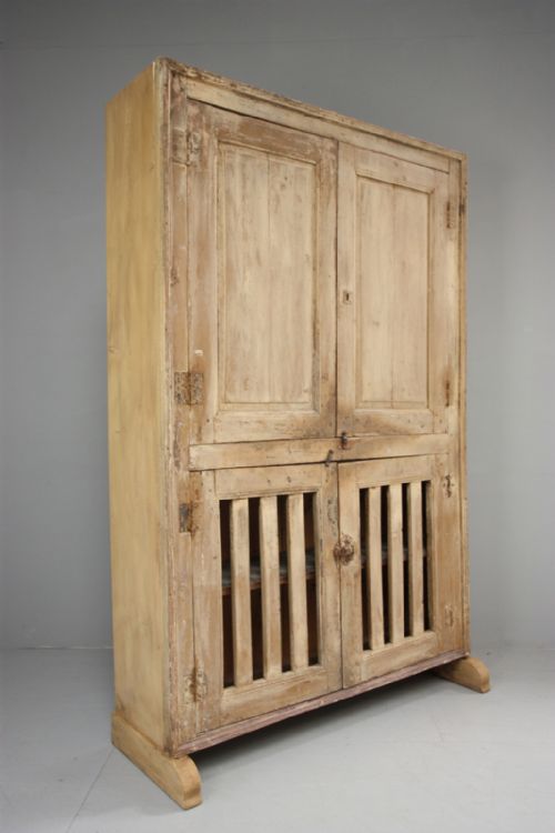 Georgian Antique Pine Food Cupboard in Period Paint.