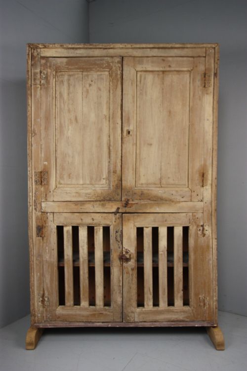 fig 1. Georgian Antique Pine Food Cupboard in Period Paint.