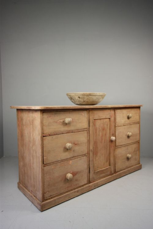 English Antique Original Painted Pine Dresser.