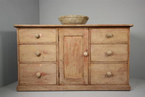 fig 1. English Antique Original Painted Pine Dresser.