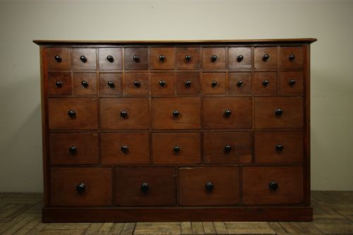 Impressive Antique Mahogany Apothecary Bank of Drawers.